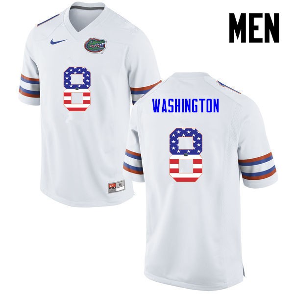 Florida Gators Men #8 Nick Washington College Football Jersey USA Flag Fashion White